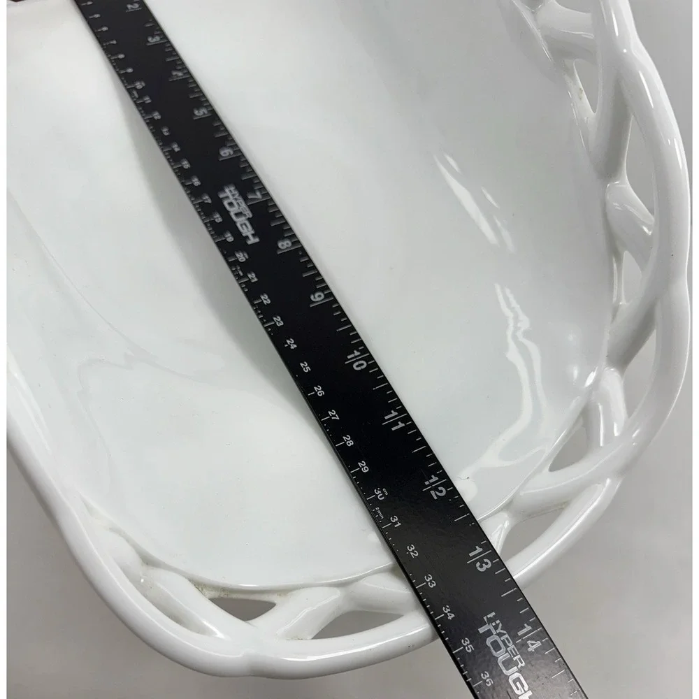 Vintage Colony Milk Glass Open Lace Pedestal Compote Fruit‎ Bowl 13.75